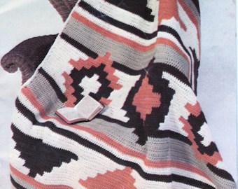 Southwest Hiawatha Crochet Blanket Pattern, Tribal Throw