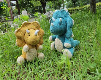 Triceratops Knitting Pattern in English/Korean PDF