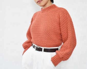 Easy Modern Crochet Sweater with Balloon Sleeves