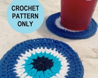 Evil Eye Crocheted Coaster Pattern
