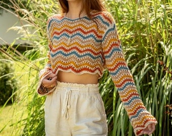 Wavy Crochet Sweater: PDF Pattern