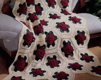 Victorian Rose Crochet Pattern: Floral Afghan Hexagon