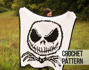 Jack Skellington Crochet Throw Blanket Pattern