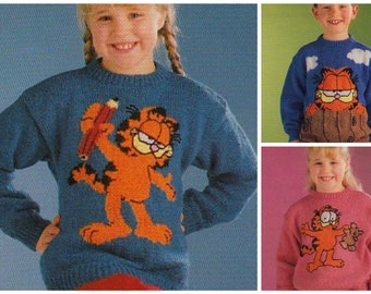 Vintage Garfield Children's Knitting Pattern PDF