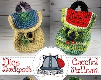 Crochet Pattern for Dice Backpack/Bag, DnD