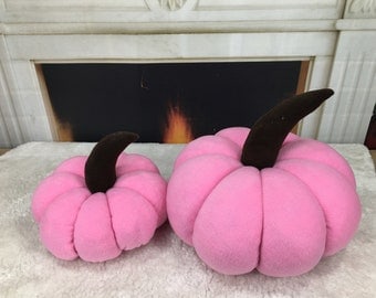 Handmade Pink Pumpkin Fleece Throw Pillow