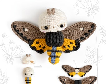 Lalylala Skull Moth Crochet Pattern for Halloween