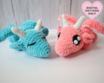 Cute Sleeping Dragon Crochet Pattern, DIY Amigurumi