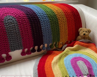 Unisex Rainbow Drop Crochet Blanket Pattern