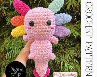 Pride Rainbow Axolotl Crochet Amigurumi Pattern