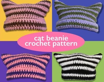 Crochet Pattern for Adorable Cat Beanie
