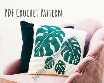 Monstera Cushion Crochet Pattern & Tutorial