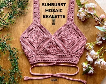 Sunburst Mosaic Crochet Bralette Pattern by Lizard&Hook