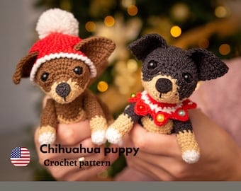 Amigurumi Christmas Chihuahua Crochet Dog Pattern