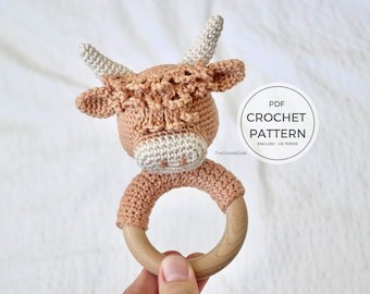 Gus the Highland Cow Crochet Teething Ring Pattern