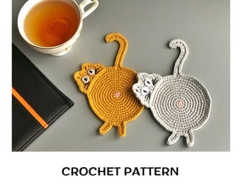 Fun Cat Butt Crochet Coaster Pattern