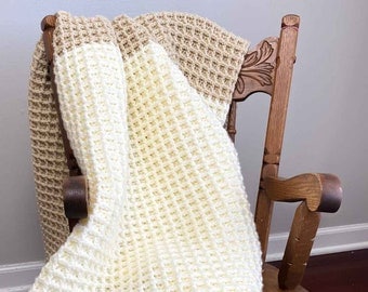 Waffle Stitch Crochet Blanket Pattern PDF