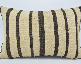 Hippie Crochet Striped Beige Sofa Pillow Cover