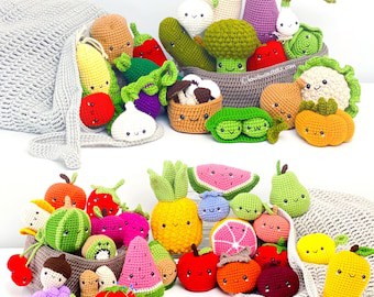 Crochet Beginner Bundle: Amigurumi Fruits & Veggies Patterns