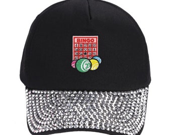 Rhinestone-Studded Bingo Hat for Women