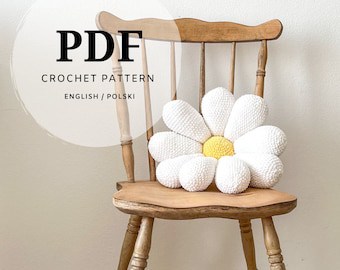 Boho Daisy Pillow Crochet Pattern, Amigurumi Method