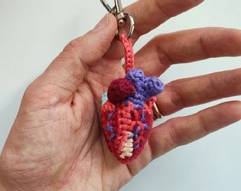 Crochet Pattern for Heart Anatomy Keychain