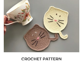 Funny Fat Cat Crochet Coaster Pattern