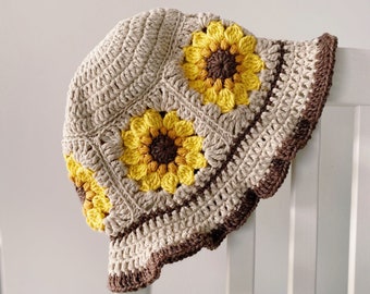 Sunflower Bucket Hat Crochet Pattern PDF