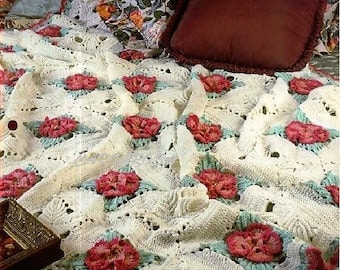 Vintage Irish Floral Crochet Afghan Pattern