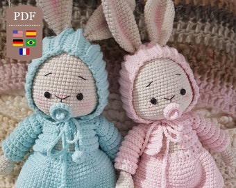 Twin Bunnies Crochet Pattern in Multi-languages PDF
