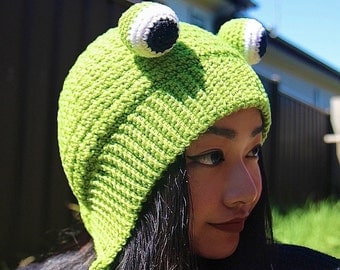 Crochet Pattern for Froggy Pompom Hat