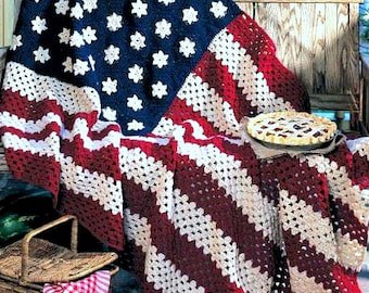 Vintage Stars and Stripes Crochet Afghan Pattern