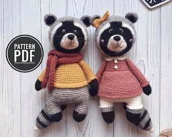 2-in-1 Raccoon Amigurumi Crochet Pattern PDF