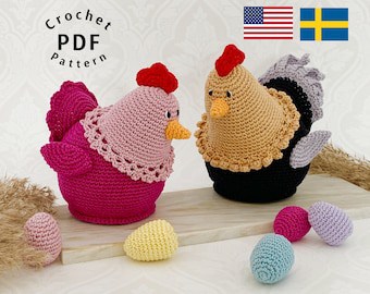 Easter Hen & Rooster Crochet Pattern in English/Swedish