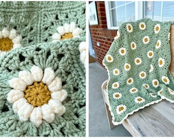 Daisy Granny Square Crochet Blanket Pattern