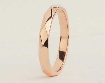 14k Rose Gold Geometric Stackable Wedding Ring