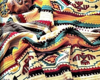 Vintage Navajo Aztec Crochet Afghan Pattern