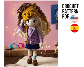 Witch Amigurumi Crochet Doll Pattern: English/Spanish PDF