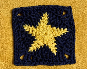 Star Granny Square English Crochet Pattern