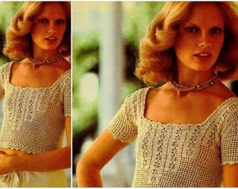 Vintage Short Sleeve Top Crochet PDF Pattern