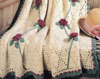 Vintage Rambling Rose Crochet Afghan Pattern