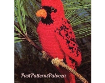 Vintage Red Cardinal Crochet Pattern Amigurumi Toy"
