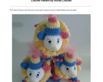 Crochet Pattern: English PDF Clown Opossum