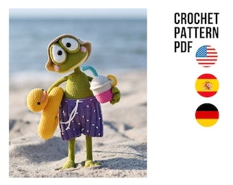 Summer Vacation Frog Amigurumi Crochet Pattern