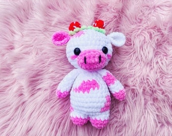 Fast Strawberry Cow Amigurumi Crochet Pattern PDF