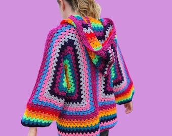 Hexagon Granny Square Crochet Hoodie Pattern