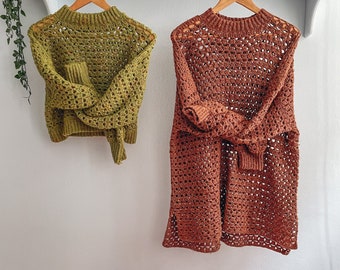 3-Seasons Crocheted Crop Sweater Pullover Pattern