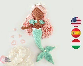 Medium-Sized Mermaid Crochet Amigurumi Pattern (Multi-Language)