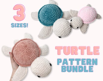 Turtle Amigurumi Crochet Pattern Bundle: 3 Sizes