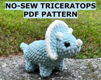Triceratops Amigurumi Crochet Pattern: No-Sew PDF